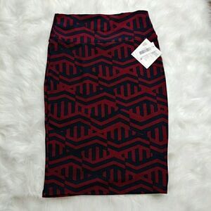 Lularoe Navy Red Cassie Skirt Small Geo Pr…